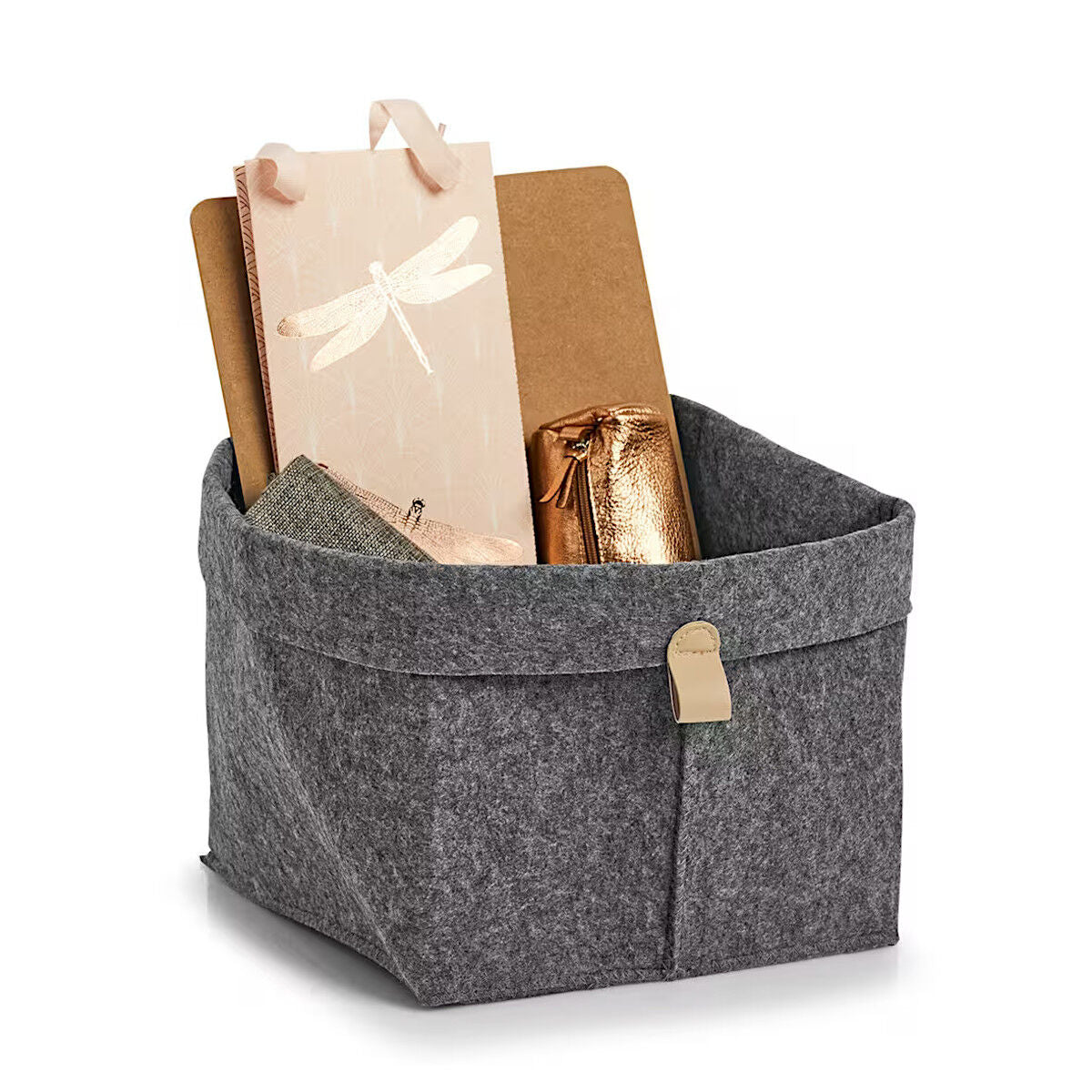 ZELLER 14391 Aufbewahrungskorb aus Filz, anthrazit ca. 24 x 24 x 20-25 cm