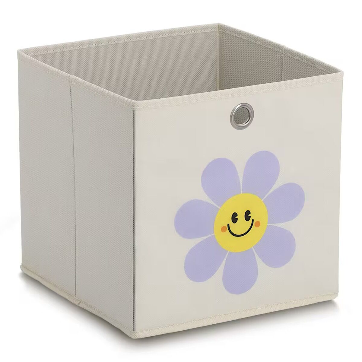 ZELLER 14498 Aufbewahrungsbox HAPPY FLOWER, Vlies, creme, ca. 28 x 28 x 28 cm
