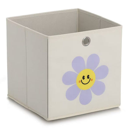 ZELLER 14498 Aufbewahrungsbox HAPPY FLOWER, Vlies, creme, ca. 28 x 28 x 28 cm
