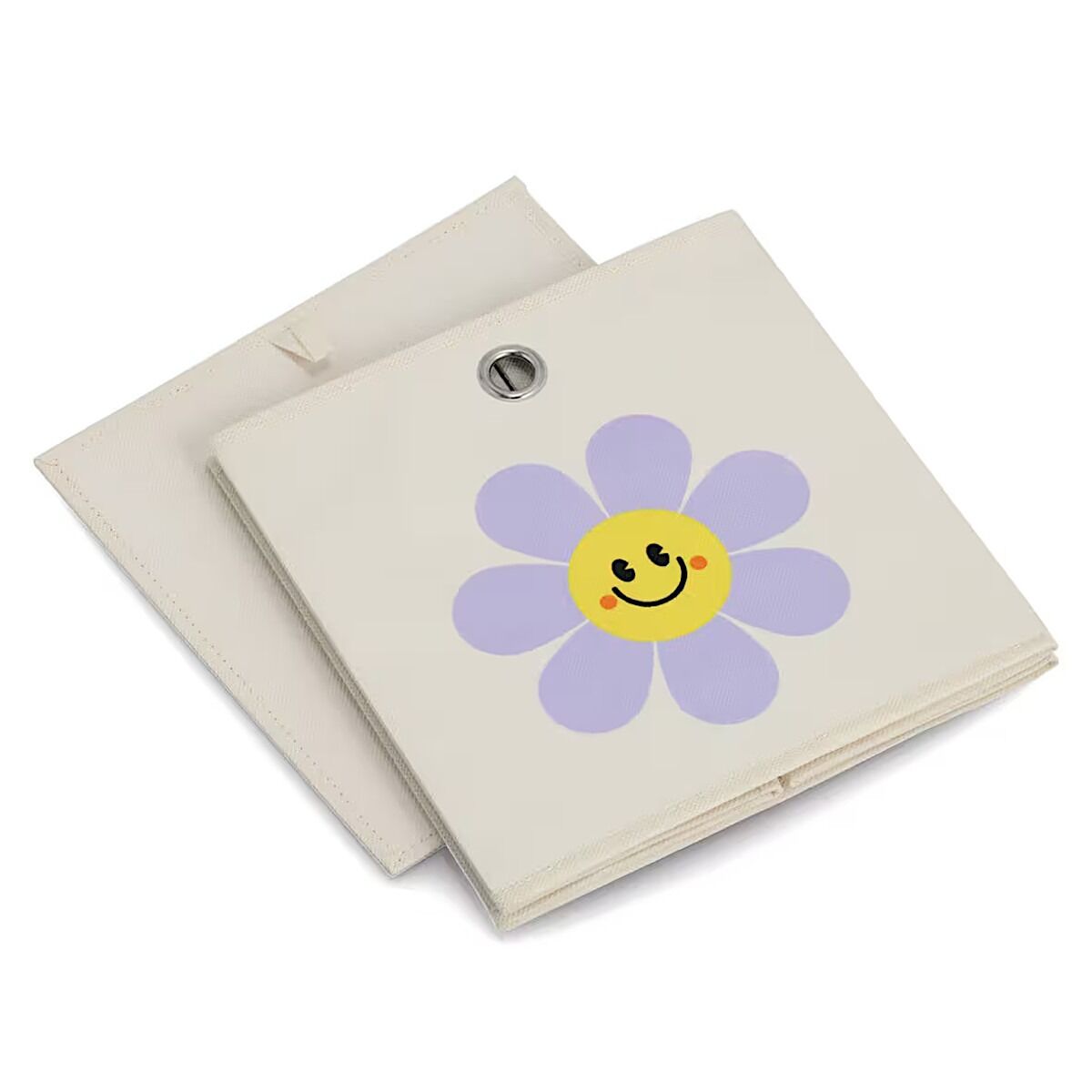 ZELLER 14498 Aufbewahrungsbox HAPPY FLOWER, Vlies, creme, ca. 28 x 28 x 28 cm