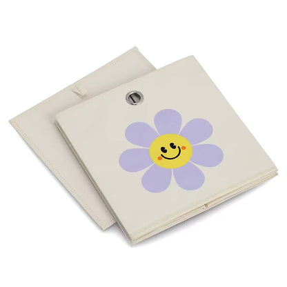 ZELLER 14498 Aufbewahrungsbox HAPPY FLOWER, Vlies, creme, ca. 28 x 28 x 28 cm