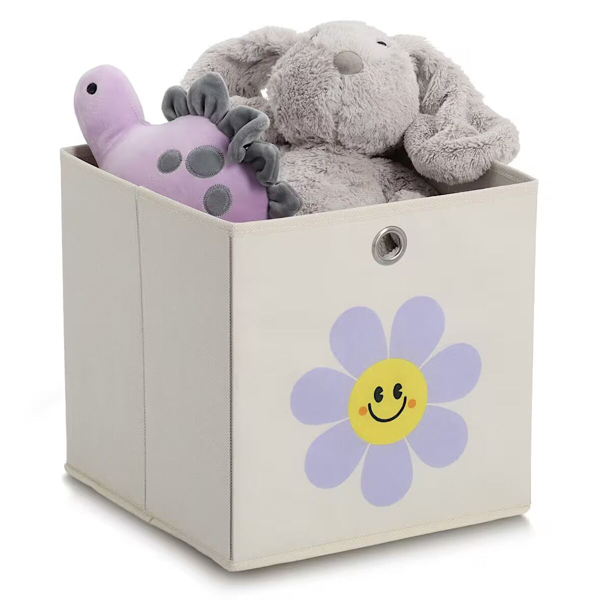 ZELLER 14498 Aufbewahrungsbox HAPPY FLOWER, Vlies, creme, ca. 28 x 28 x 28 cm