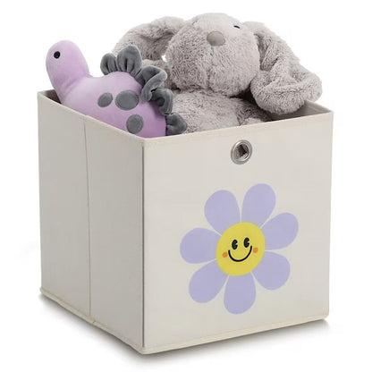 ZELLER 14498 Aufbewahrungsbox HAPPY FLOWER, Vlies, creme, ca. 28 x 28 x 28 cm