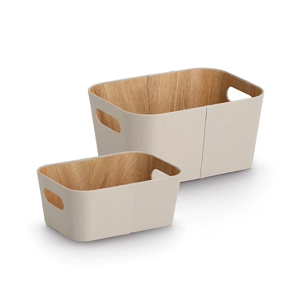 ZELLER 14518 Aufbewahrungsbox Pappe/Polyester, beige, ca. 30,5 × 23 × 15,2 cm