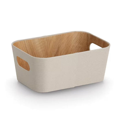 ZELLER 14516 Aufbewahrungsbox Pappe/Polyester, beige, ca. 26 x 18 x 11 cm