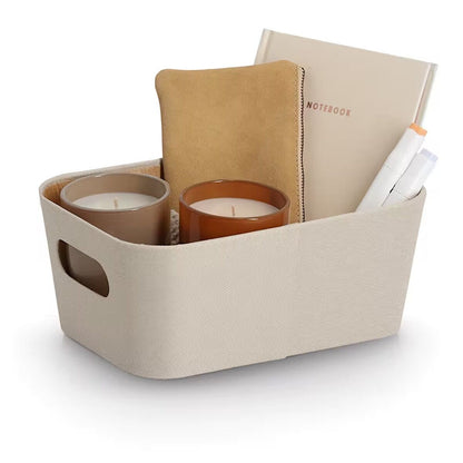 ZELLER 14516 Aufbewahrungsbox Pappe/Polyester, beige, ca. 26 x 18 x 11 cm