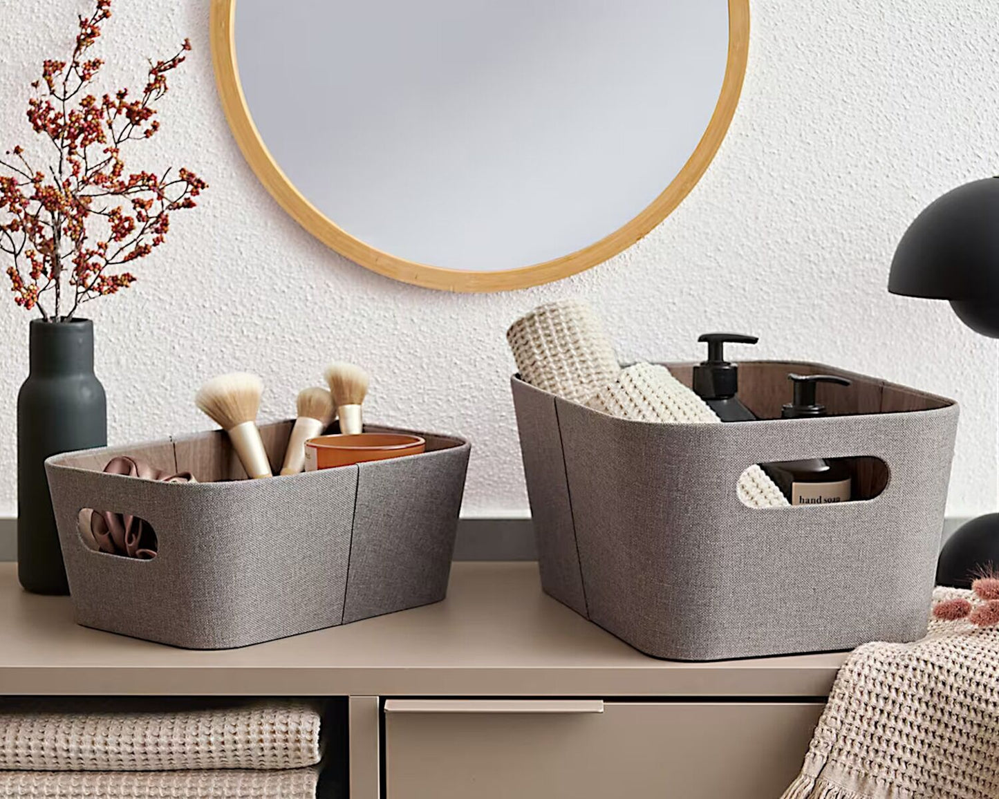 ZELLER 14517 Aufbewahrungsbox Pappe/Polyester, braun, ca. 26 x 18 x 11 cm