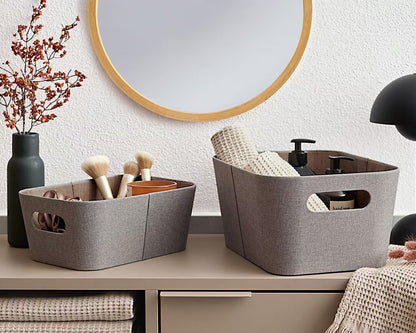 ZELLER 14517 Aufbewahrungsbox Pappe/Polyester, braun, ca. 26 x 18 x 11 cm