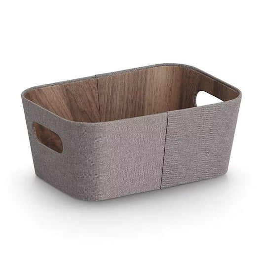 ZELLER 14517 Aufbewahrungsbox Pappe/Polyester, braun, ca. 26 x 18 x 11 cm