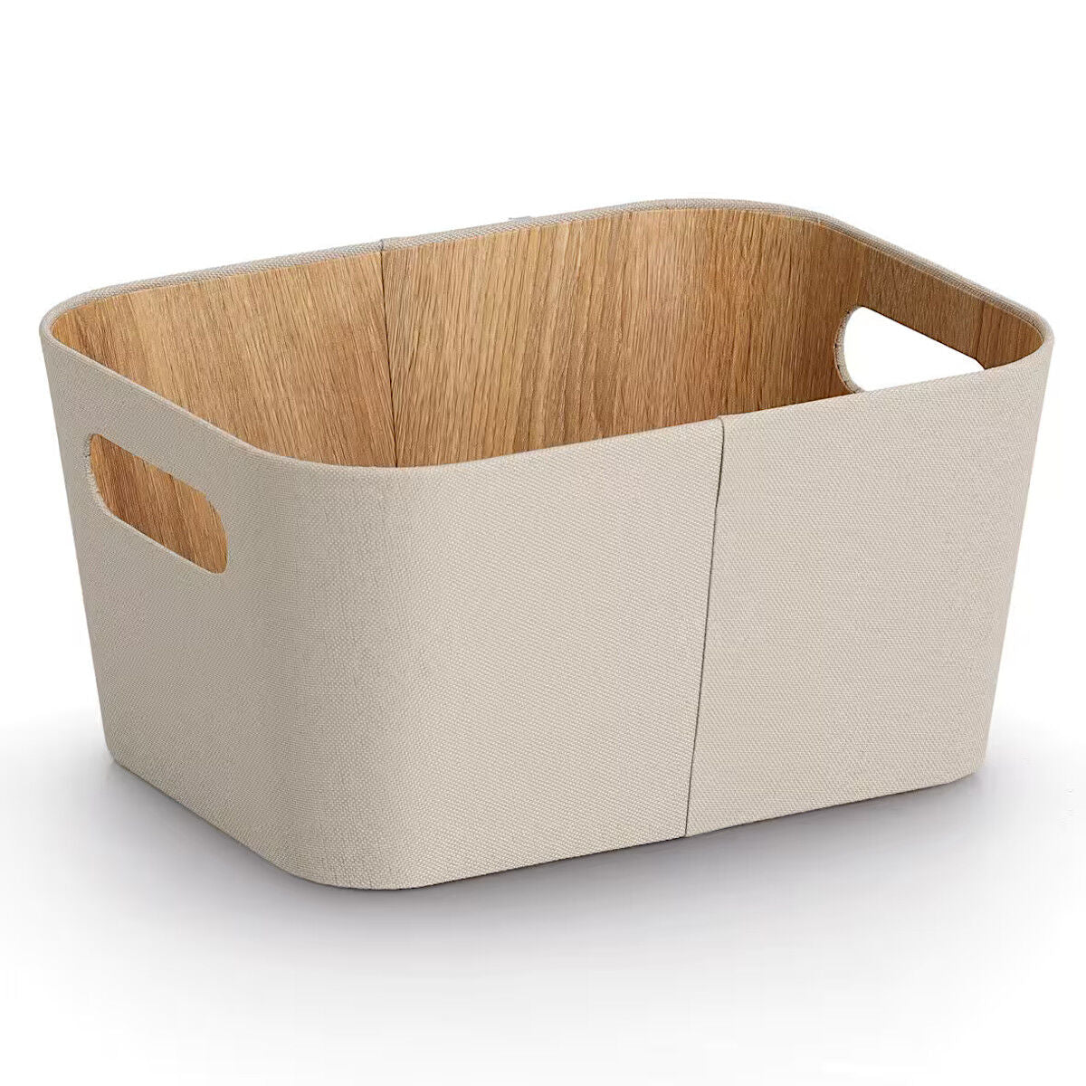 ZELLER 14518 Aufbewahrungsbox Pappe/Polyester, beige, ca. 30,5 × 23 × 15,2 cm