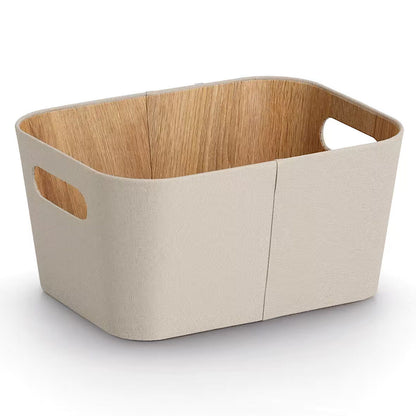 ZELLER 14518 Aufbewahrungsbox Pappe/Polyester, beige, ca. 30,5 × 23 × 15,2 cm