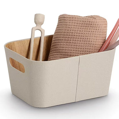 ZELLER 14518 Aufbewahrungsbox Pappe/Polyester, beige, ca. 30,5 × 23 × 15,2 cm
