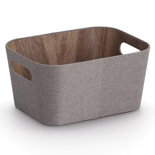 ZELLER 14519 Aufbewahrungsbox Pappe/Polyester, braun, ca. 30,5 × 23 × 15,2 cm