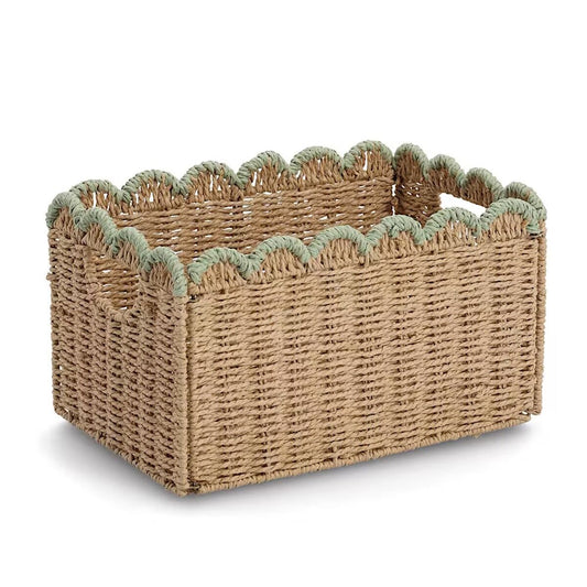 ZELLER 14524 Aufbewahrungskorb aus Papiergeflecht, MINT, faltbar ca. 38 x 25 x 22 cm