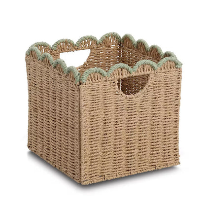 ZELLER 14525 Aufbewahrungskorb aus Papiergeflecht, MINT, faltbar ca. 30 x 30 x 30 cm