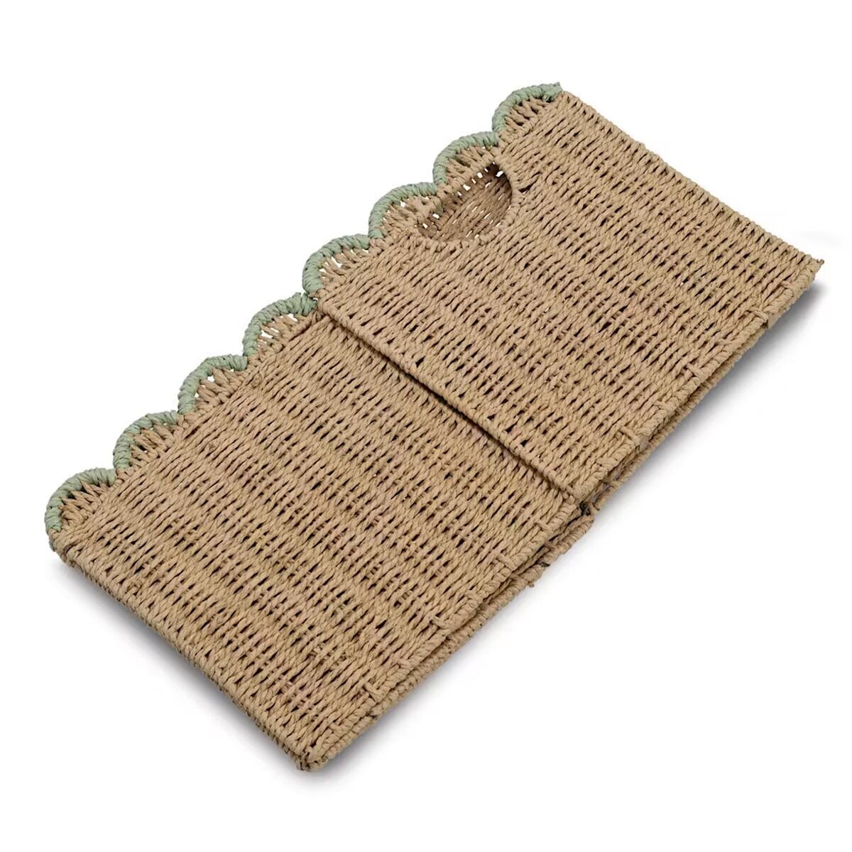ZELLER 14525 Aufbewahrungskorb aus Papiergeflecht, MINT, faltbar ca. 30 x 30 x 30 cm
