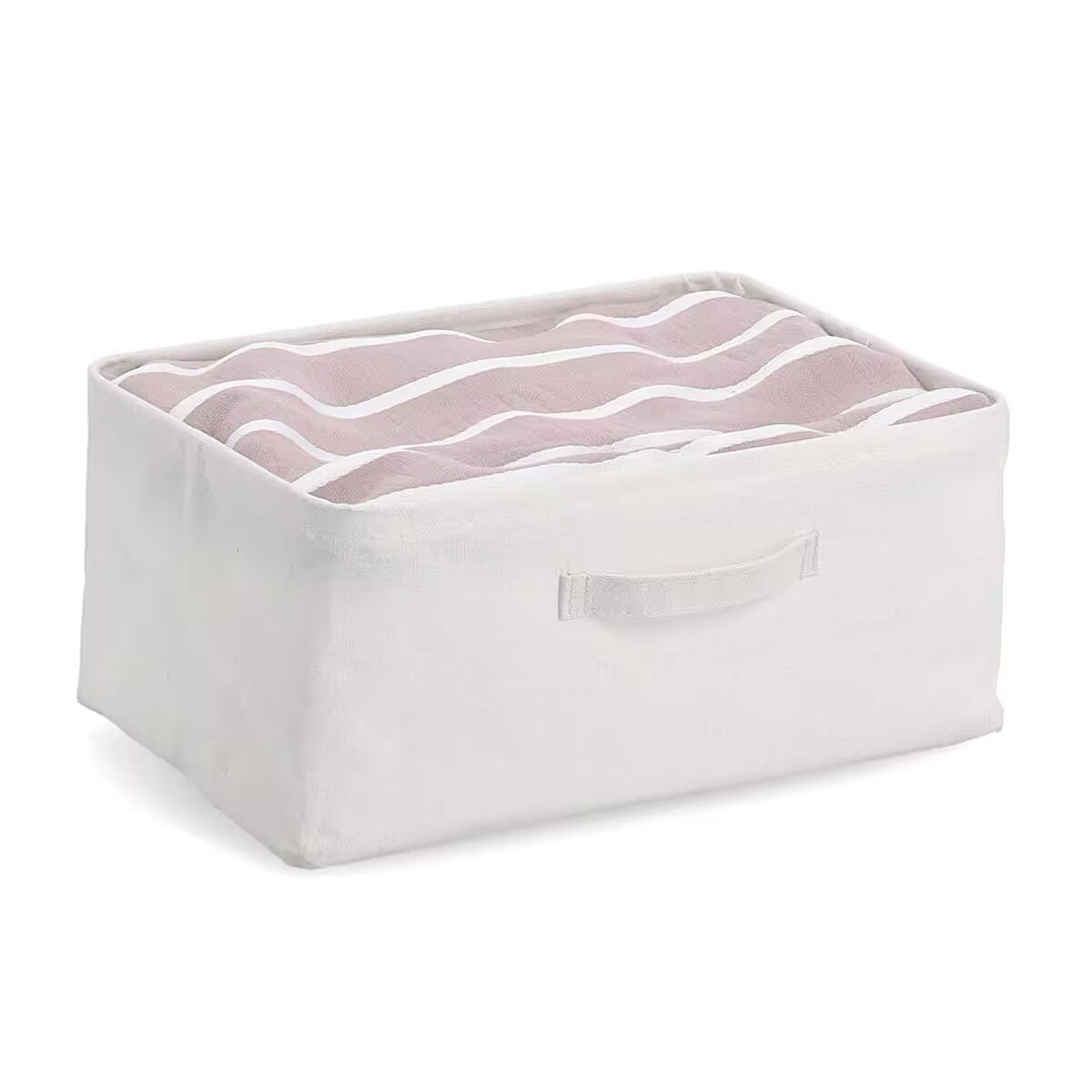 ZELLER 14544 Aufbewahrungsbox aus Polyester/Baumwolle, CREME ca. 37 × 26 × 16 cm