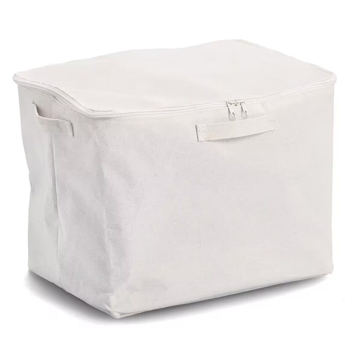 ZELLER 14546 Aufbewahrungsbox mit Reißverschluss, Polyester/Baumwolle, CREME ca. 38 x 27 x 27 cm