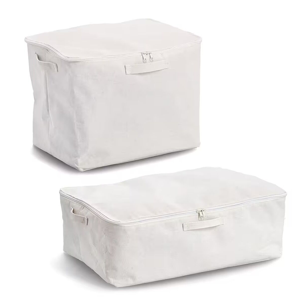 ZELLER 14546 Aufbewahrungsbox mit Reißverschluss, Polyester/Baumwolle, CREME ca. 38 x 27 x 27 cm