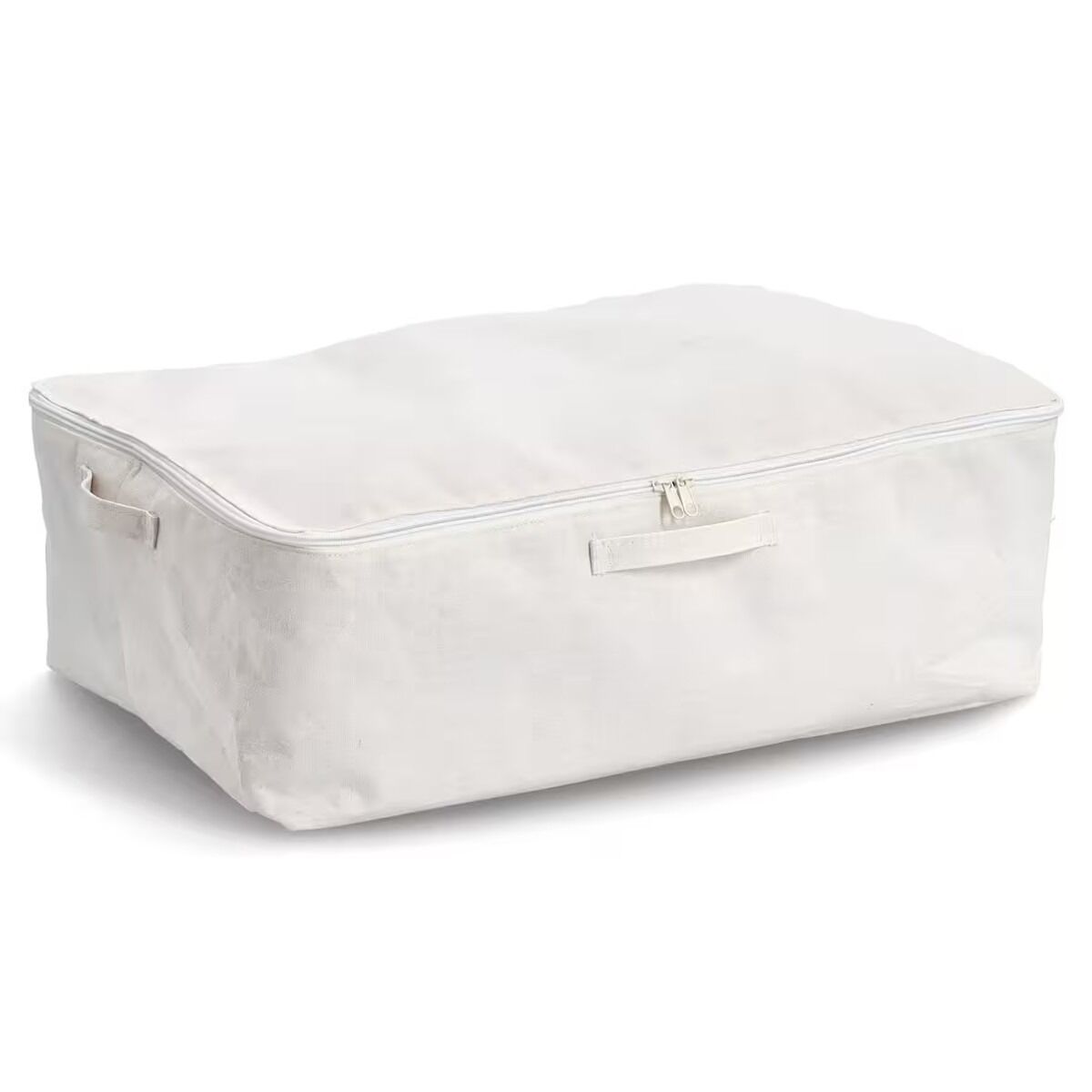 ZELLER 14547 Aufbewahrungsbox mit Reißverschluss, Polyester/Baumwolle, CREME ca. 60 x 39 x 18 cm