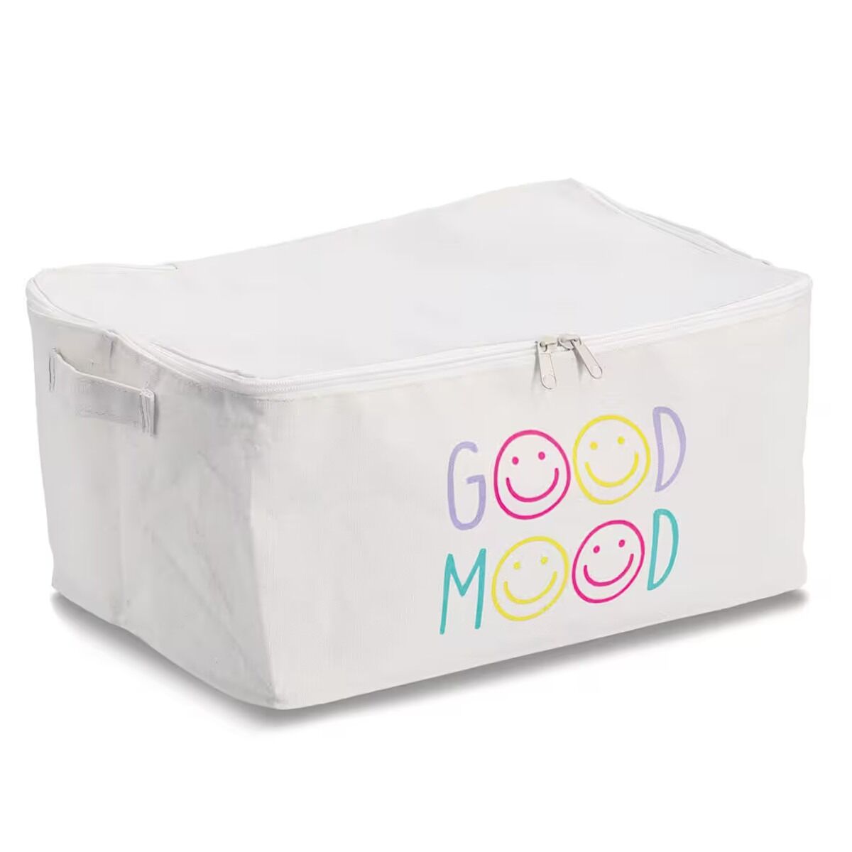 ZELLER 14549 Aufbewahrungsbox GOOD MOOD mit Reißverschluss, Polyester/Baumwolle ca. 39 x 29 x 18 cm