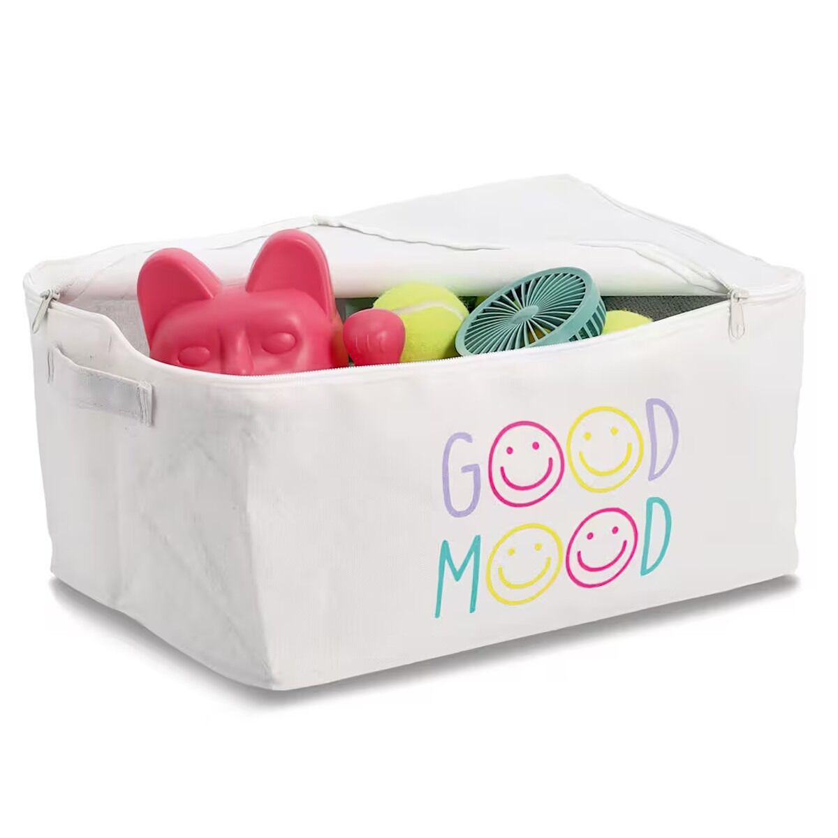 ZELLER 14549 Aufbewahrungsbox GOOD MOOD mit Reißverschluss, Polyester/Baumwolle ca. 39 x 29 x 18 cm