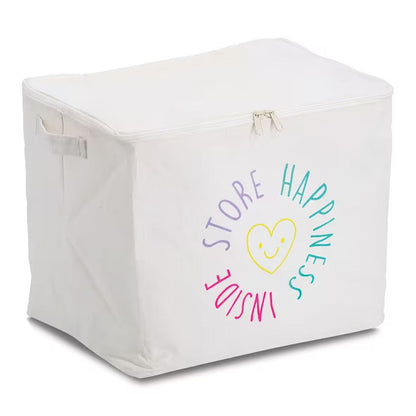 ZELLER 14550 Aufbewahrungsbox HAPPINESS mit Reißverschluss, Polyester/Baumwolle ca. 39 × 29 × 30 cm