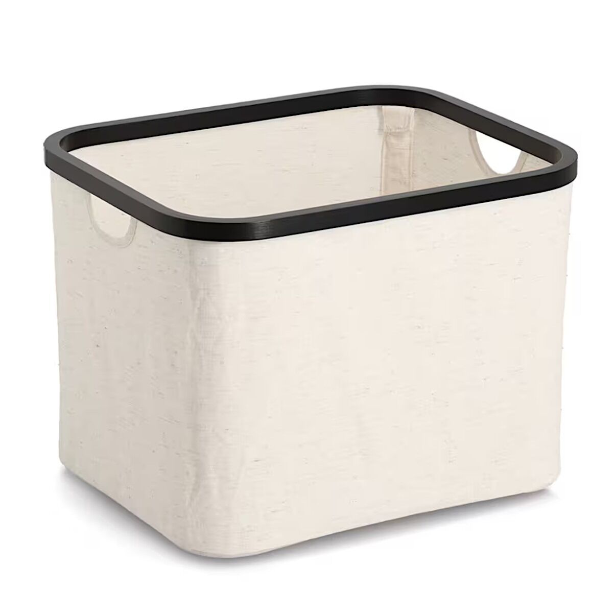 ZELLER 14552 Aufbewahrungskorb aus Polyester/Bambus, CREME/SCHWARZ ca. 40,5 x 33 x 30 cm