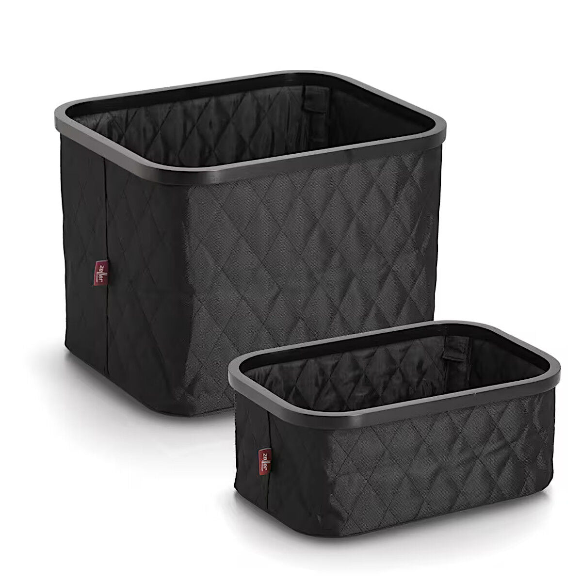 ZELLER 14558 Aufbewahrungskorb aus Polyester/Bambus, SCHWARZ ca. 40,5 x 33 x 30 cm