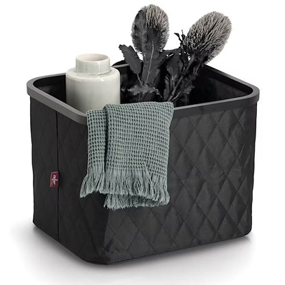 ZELLER 14558 Aufbewahrungskorb aus Polyester/Bambus, SCHWARZ ca. 40,5 x 33 x 30 cm