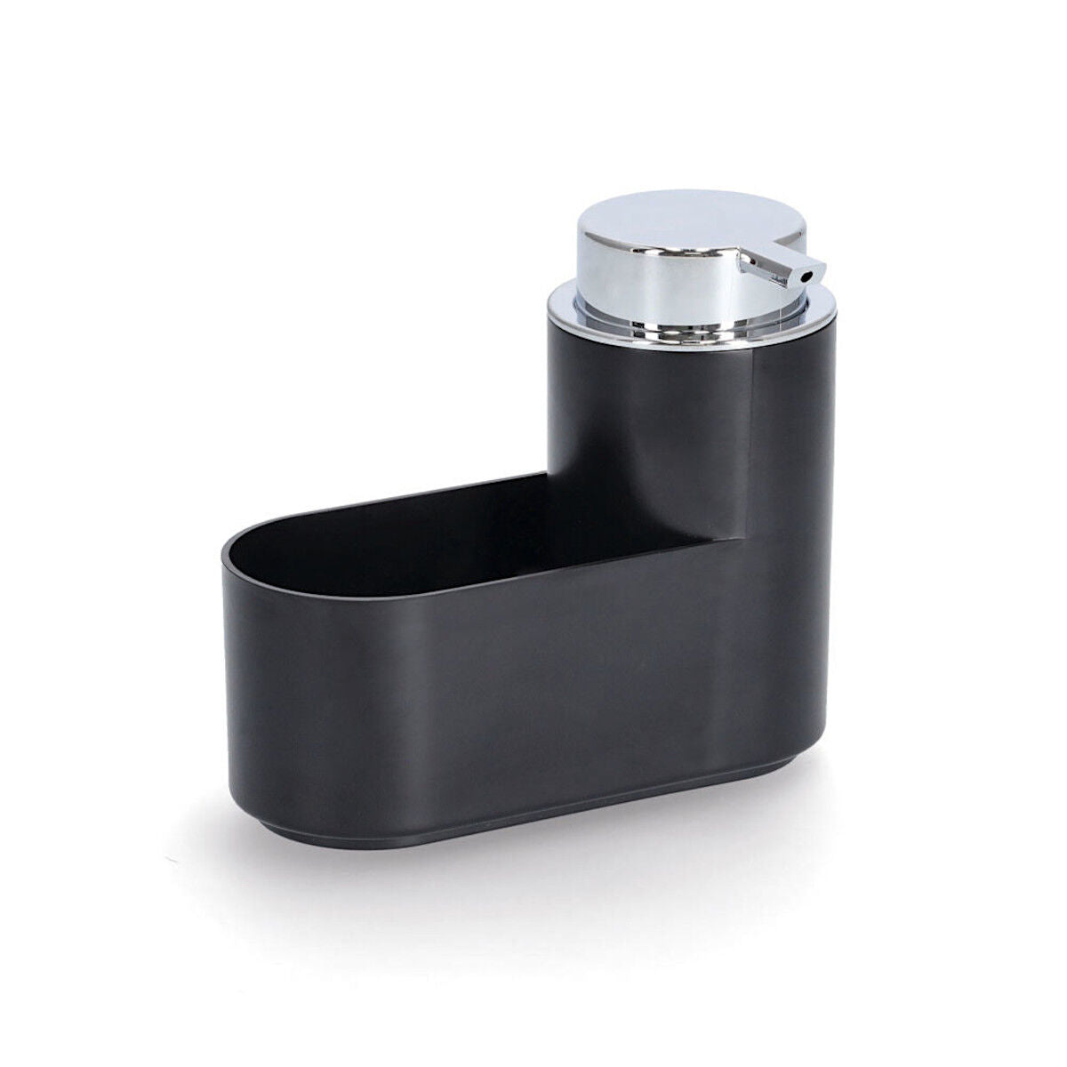 ZELLER 14752 Seifenspender-Set 3-teilig aus Kunststoff, schwarz, 17 x 7,4 x 14,5 cm