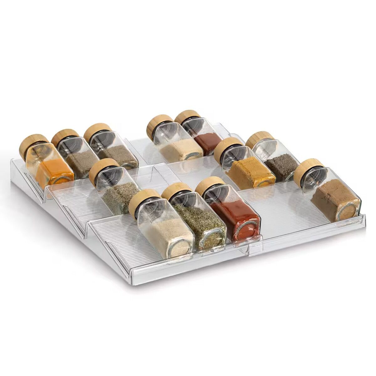 ZELLER 14773 Gewürzglas-Schubladen-Organizer-Set 2-tlg., Kunststoff, ca. 41,3 x 19,5-38 x 3,2 cm