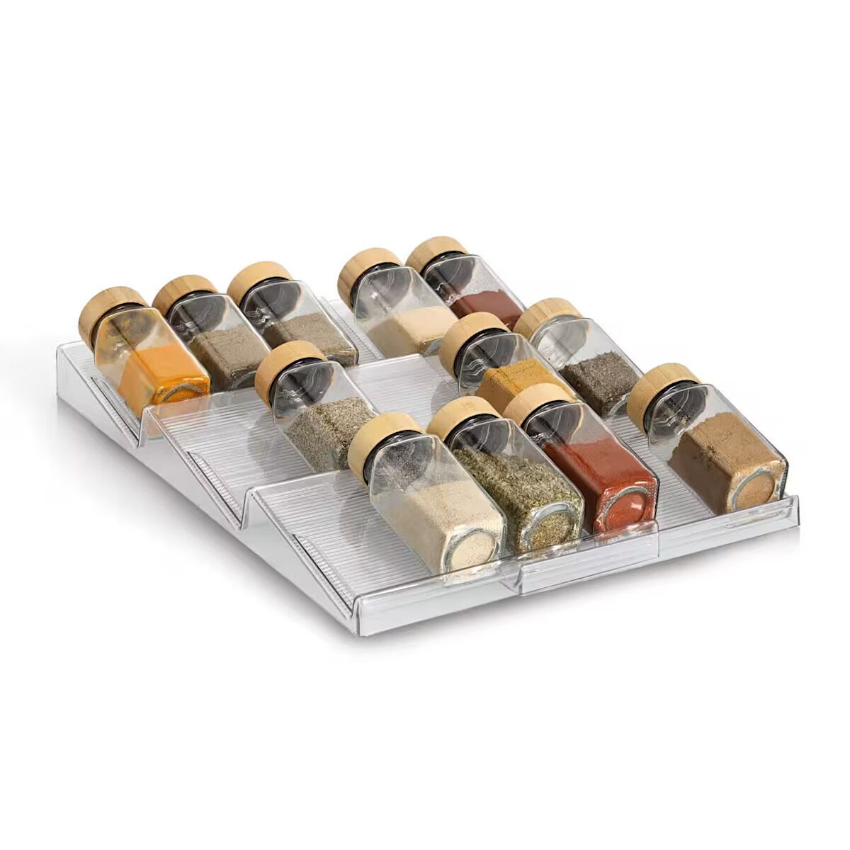 ZELLER 14773 Gewürzglas-Schubladen-Organizer-Set 2-tlg., Kunststoff, ca. 41,3 x 19,5-38 x 3,2 cm