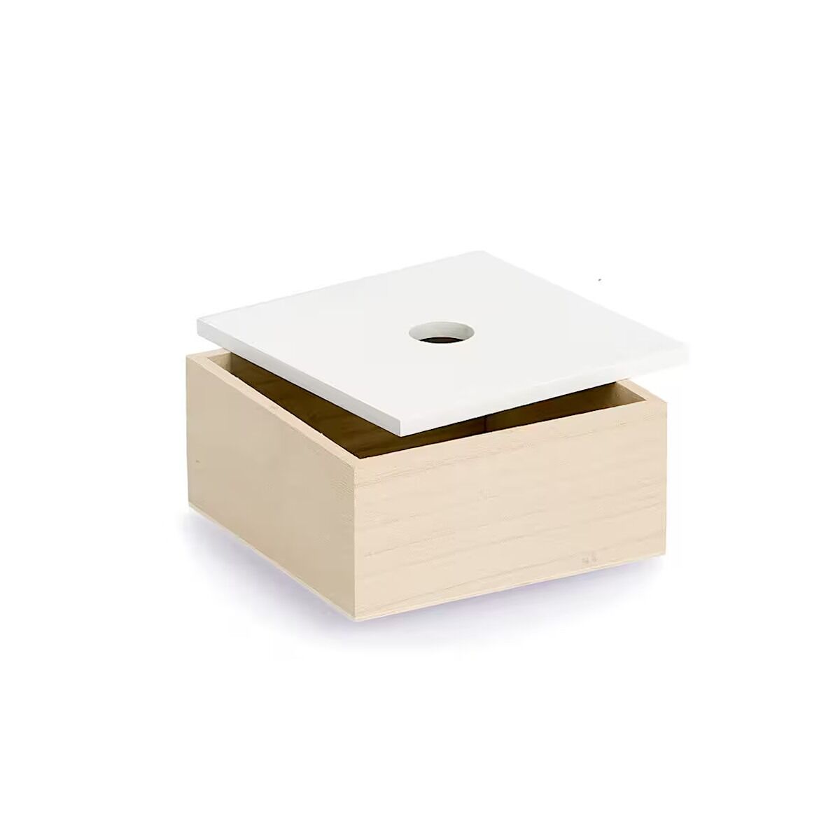 ZELLER 15148 Aufbewahrungsboxen-Set 3 tlg. aus Holz, weiß/natur ca. 24 × 24 × 14 cm