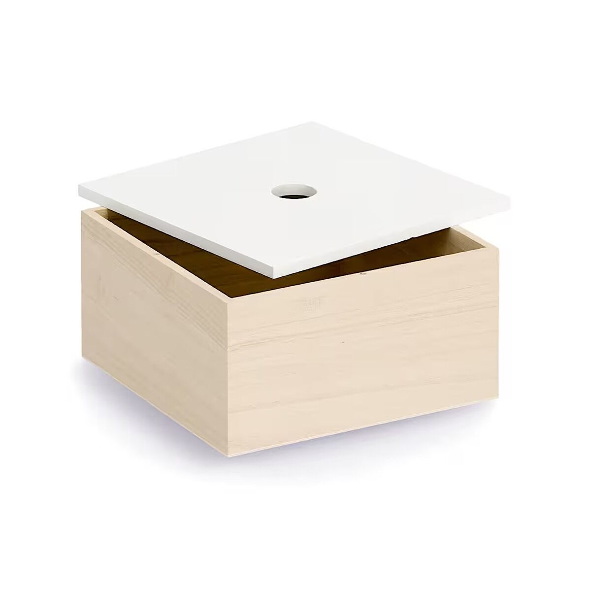 ZELLER 15148 Aufbewahrungsboxen-Set 3 tlg. aus Holz, weiß/natur ca. 24 × 24 × 14 cm