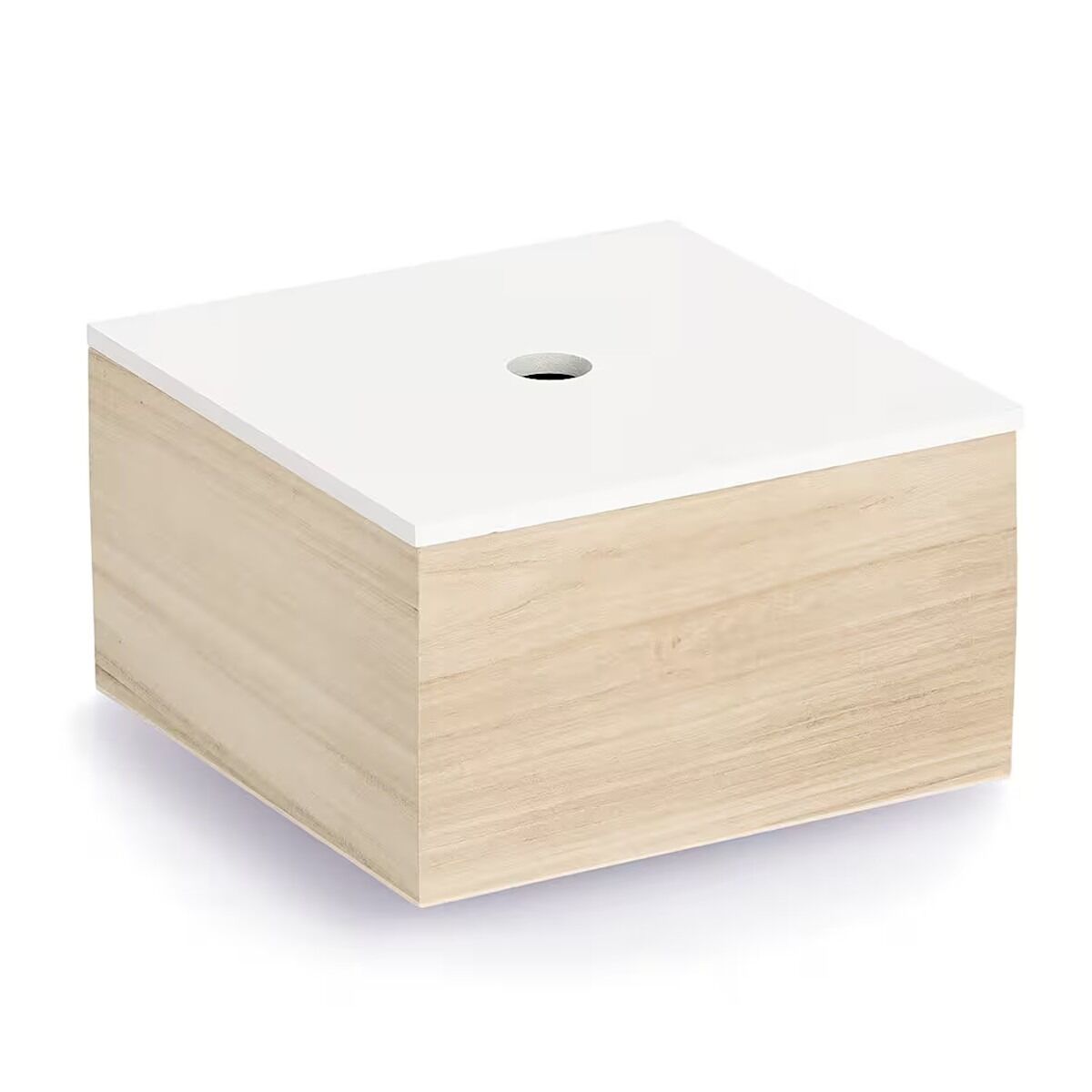 ZELLER 15148 Aufbewahrungsboxen-Set 3 tlg. aus Holz, weiß/natur ca. 24 × 24 × 14 cm