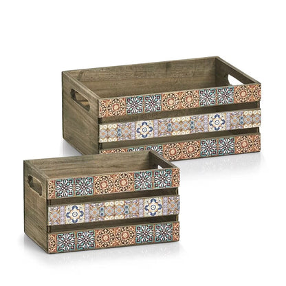 ZELLER 15192 Deko-Kiste MOSAIK aus Holz, ca. 32 x 22 x 13,5 cm