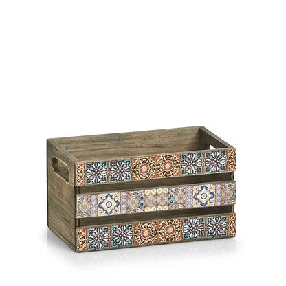 ZELLER 15191 Deko-Kiste MOSAIK aus Holz, ca. 24 x 14 x 13,5 cm