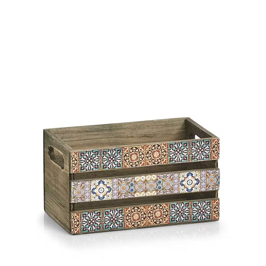 ZELLER 15191 Deko-Kiste MOSAIK aus Holz, ca. 24 x 14 x 13,5 cm