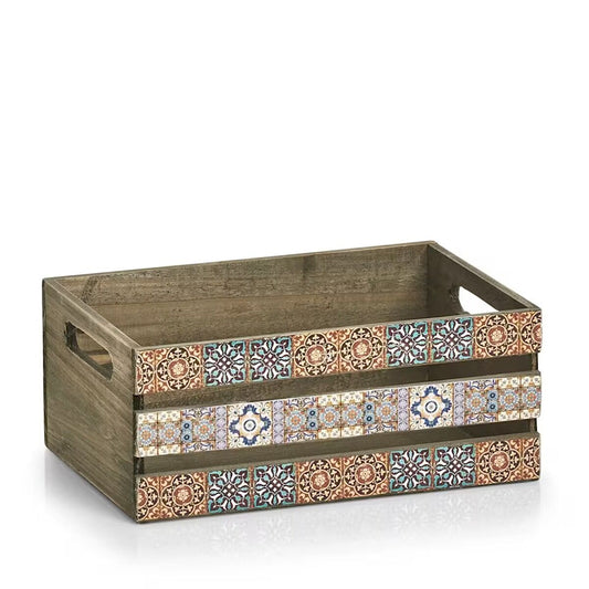 ZELLER 15192 Deko-Kiste MOSAIK aus Holz, ca. 32 x 22 x 13,5 cm