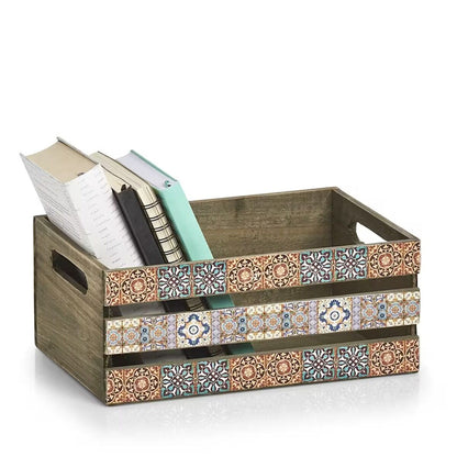ZELLER 15192 Deko-Kiste MOSAIK aus Holz, ca. 32 x 22 x 13,5 cm