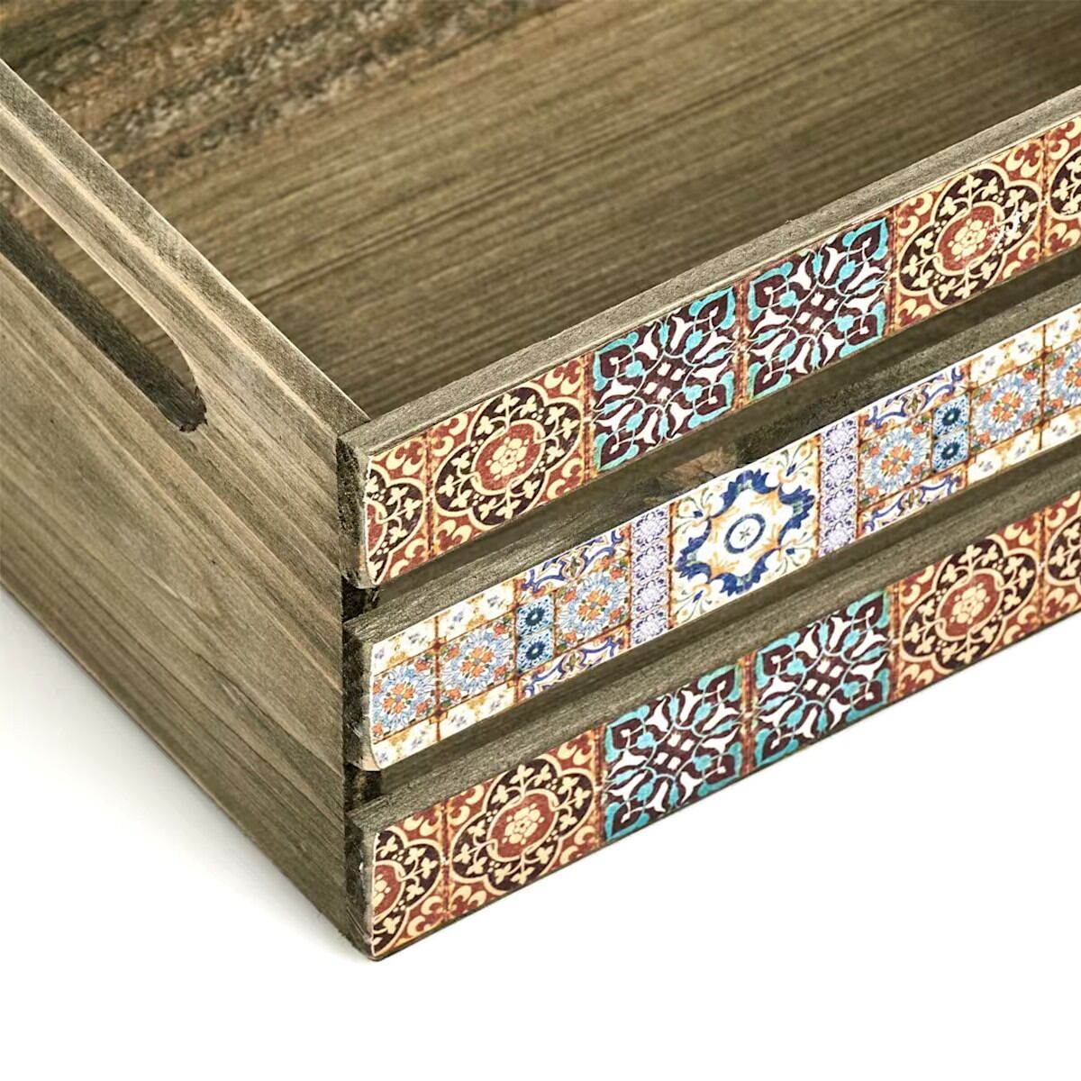 ZELLER 15192 Deko-Kiste MOSAIK aus Holz, ca. 32 x 22 x 13,5 cm