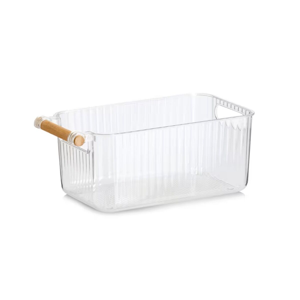 ZELLER 15209 Aufbewahrungsboxen-Set, 3-tlg. aus Kunststoff transparent mit Bambusgriff