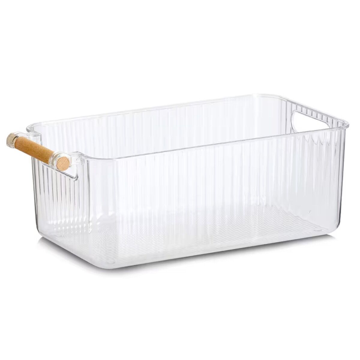 ZELLER 15209 Aufbewahrungsboxen-Set, 3-tlg. aus Kunststoff transparent mit Bambusgriff