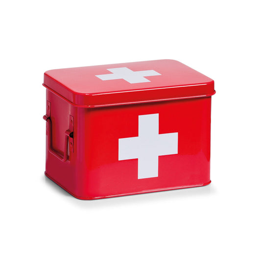 ZELLER 18115 Medizinbox Metall rot - 21,5 x 16 x 16 cm / Arzneimittelaufbewahrung