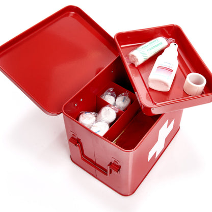 ZELLER 18115 Medizinbox Metall rot - 21,5 x 16 x 16 cm / Arzneimittelaufbewahrung