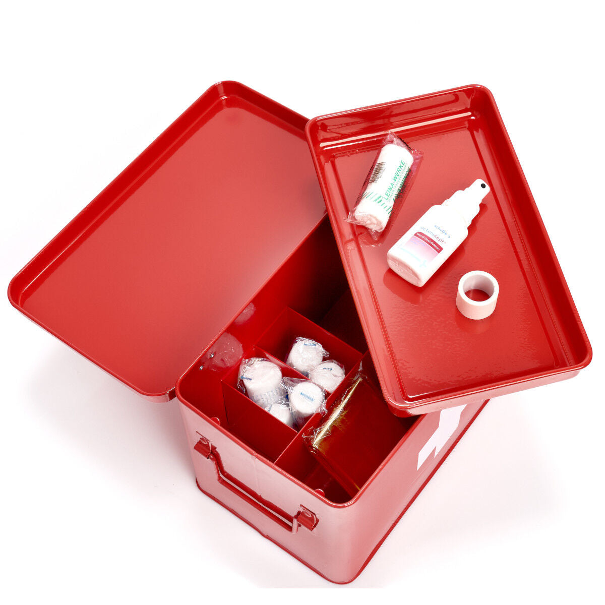 ZELLER 18116 Medizinbox Metall rot - 32 x 19,5 x 20 cm / Arzneimittelaufbewahrung