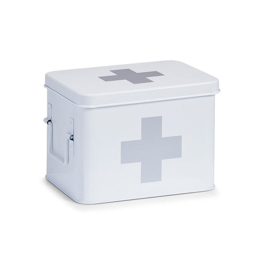 ZELLER 18118 Medizinbox Metall weiß - 21,5 x 16 x 16 cm / Arzneimittelaufbewahrung