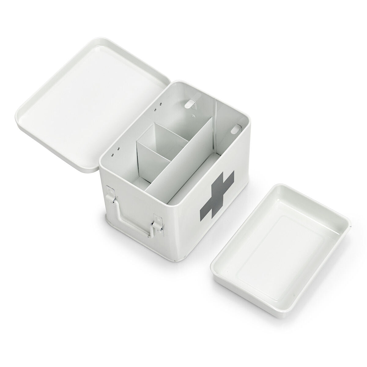 ZELLER 18118 Medizinbox Metall weiß - 21,5 x 16 x 16 cm / Arzneimittelaufbewahrung
