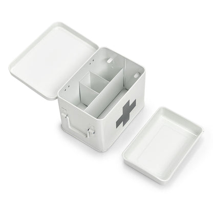 ZELLER 18118 Medizinbox Metall weiß - 21,5 x 16 x 16 cm / Arzneimittelaufbewahrung